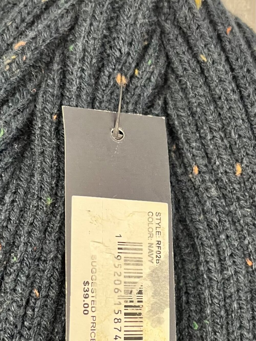 Rainforest Rib-Knit Fleck Beanie NWT Navy Blue Fleece Lined - Picture 2 of 4